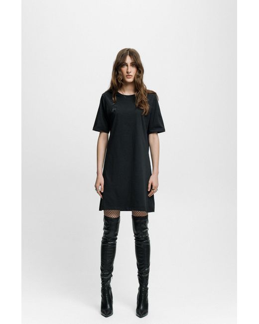Galleriadele Black The Short-Sleeve Skull T-Shirt Dress