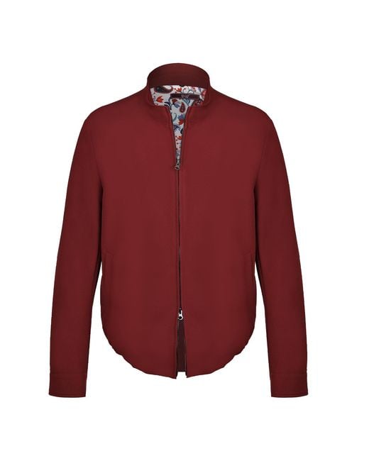 DAVID WEJ Red Ashford Relaxed Zip Through Jacket for men