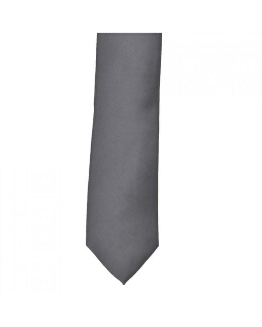DAVID WEJ Black Plain Satin Tie – Charcoal for men