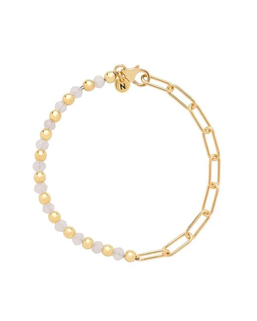 Nellou Jewellery Metallic Neutrals Moonstone Gem Shine Bracelet Plated Sterling