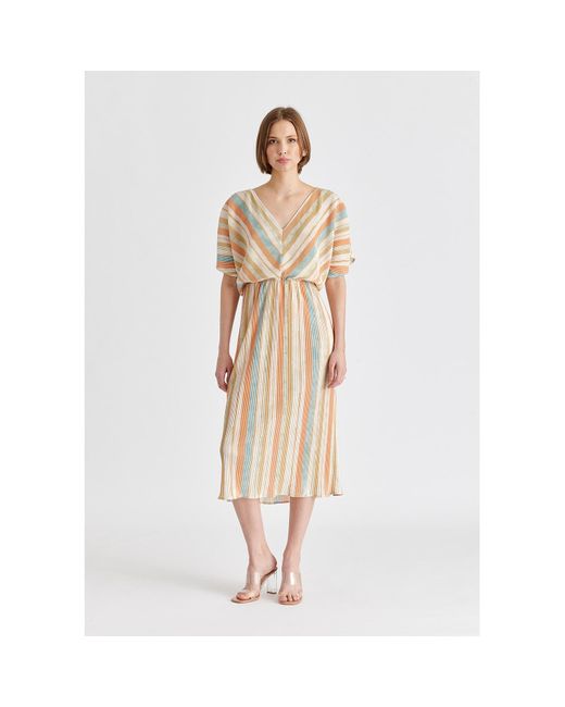 Paisie Natural Two-Way Plisse Dress