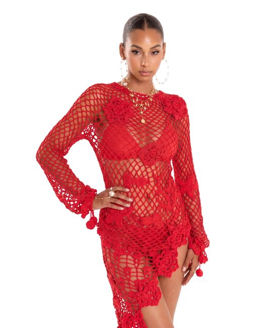 Andreeva Red Cherry Handmade Crochet Top & Cover-Up