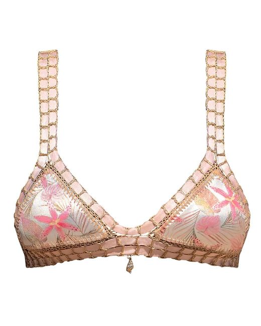 Luxsea Swimwear Pink Lanai Tropical Crochet Bikini Top