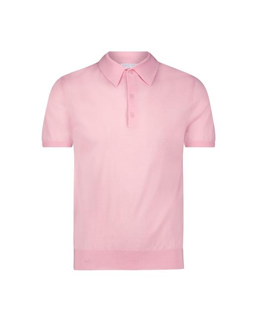 George Patrick Pink Lemonade Cashmere Polo Shirt for men