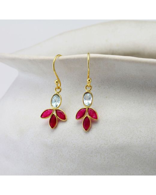 Isla Silver Pink Topaz & Quartz Drop Earrings