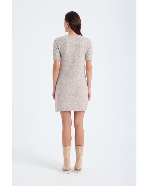 Monlicia Natural Neutrals Rune Short Sleeve Knit Dress – Taupe