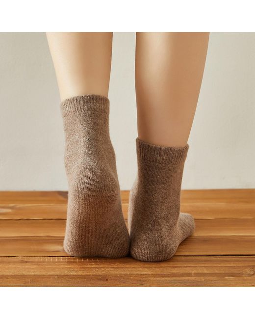 Soft Strokes Silk Brown Cashmere Quarter-Length Socks Set Of Two