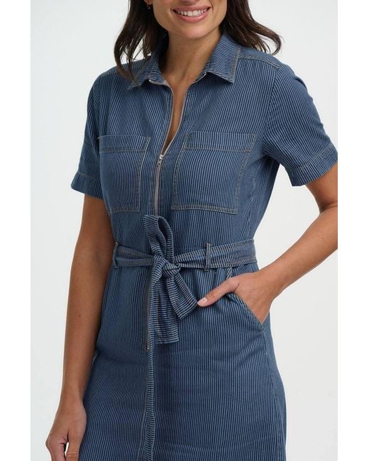 Sugarhill Blue Tasha Mini Dress Stripe Denim
