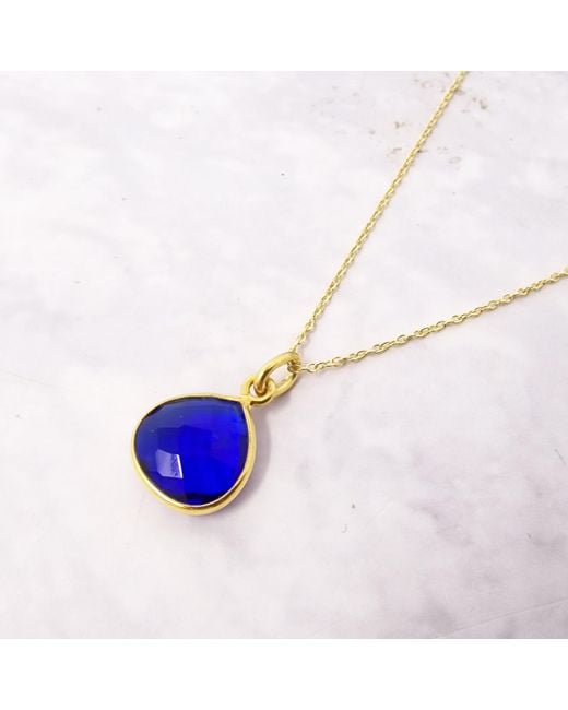 Harfi Blue Sapphire September Birthstone Vermeil Plated Necklace