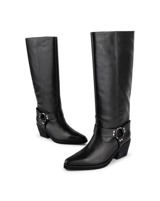 INTENTIONALLY ______ Black Josephine Knee High Biker Boot