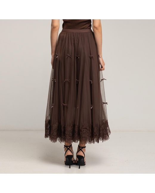Tantra Spain Sl Brown Midi Tulle Skirt With Lace