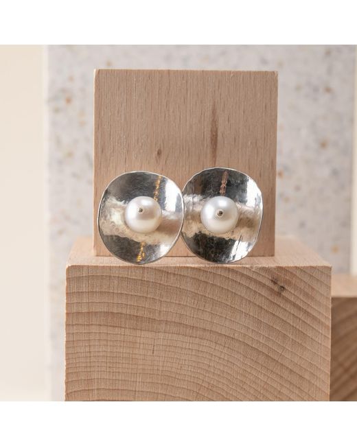 Silver Moon Metallic Pearl Sterling Earrings – Full Moon