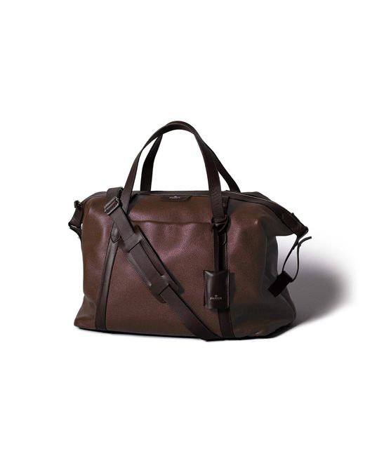 Harber London Black Leather Overnight Bag for men