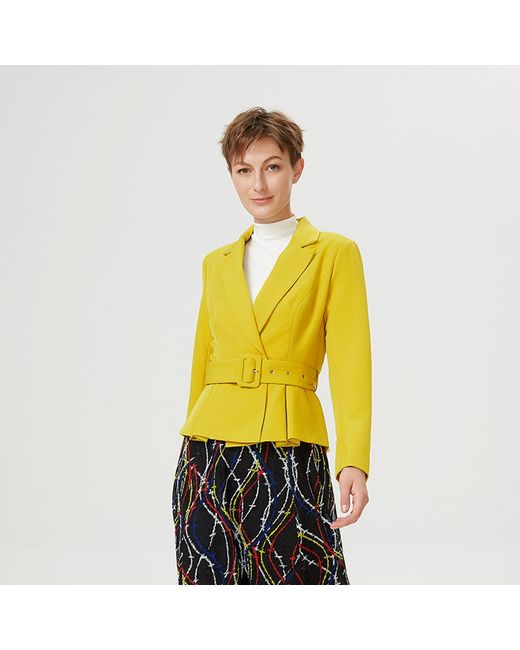 Smart and Joy Yellow Pleated Skirt Tailor Jacket