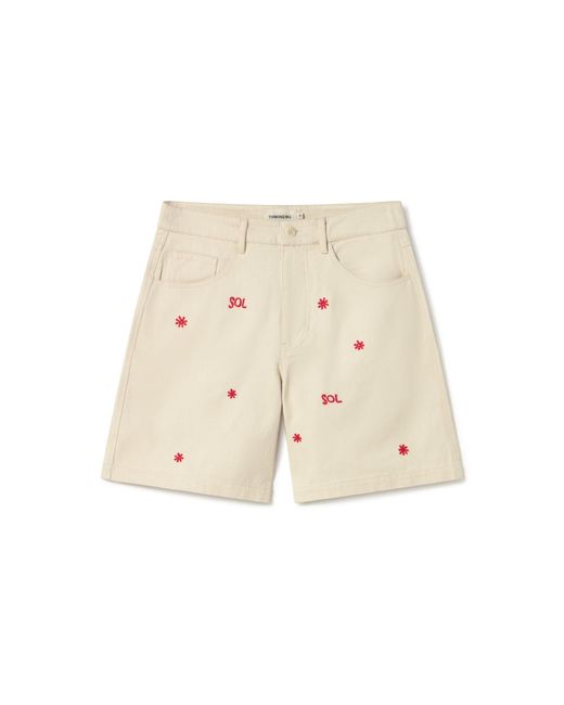 Thinking Mu Natural Hand Embroidered Luisa Shorts