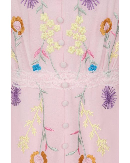 Frock and Frill Pink Irisa Embroidered Button Through Maxi Dress