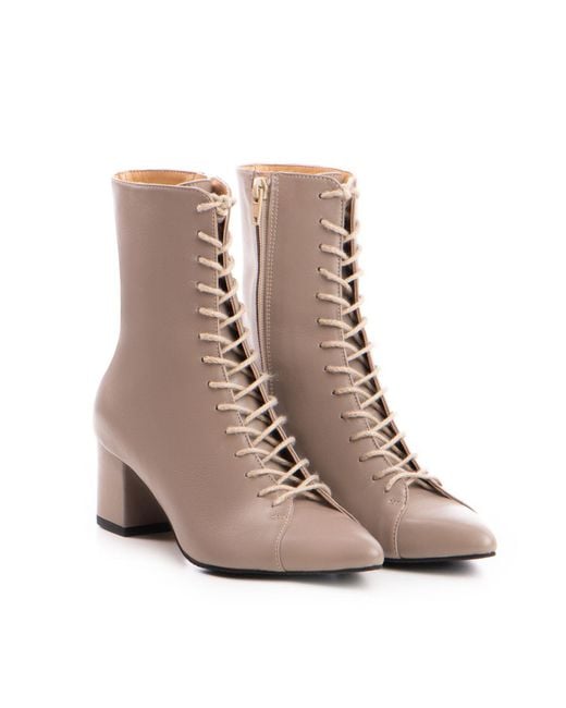The 5Th Element Brown Neutrals Lucia – Mid-Shaft Lace-Up Boot