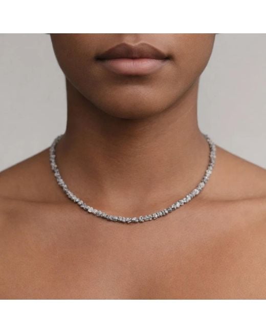 Rahul's Jewels Metallic 16"-19" Adjustable Length Genuine Diamond Rough Strand Necklace