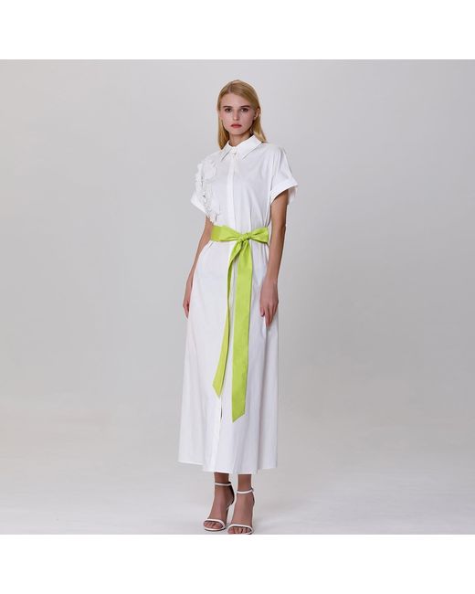 Smart and Joy White Minimalist Shirt Dress And Contrasted Belt
