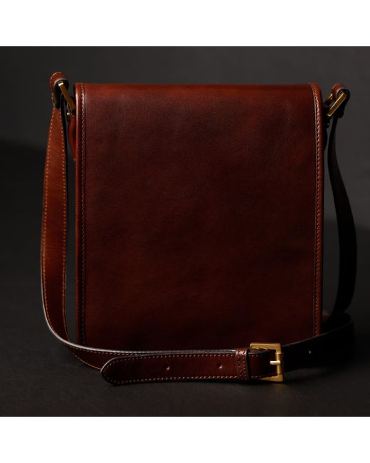 Time Resistance Brown Small Leather Messenger Bag for men