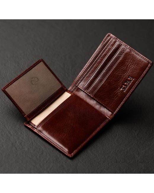 Time Resistance Purple Leather Bifold Wallet for men