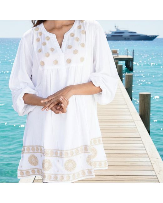 La Mandarine Blue Kaftan, Hand Embroidered Kaftan, Handmade Beach Coverup