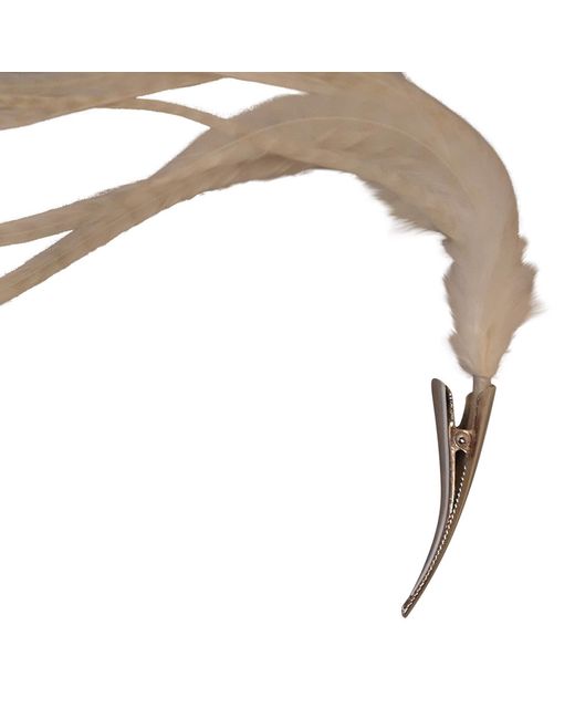 Romer Millinery Metallic Neutrals Feather Clip For Hair, Hats, Turbans & Lapel Off