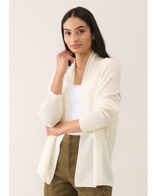 Loop Cashmere White Relaxed Edge To Edge Cardigan