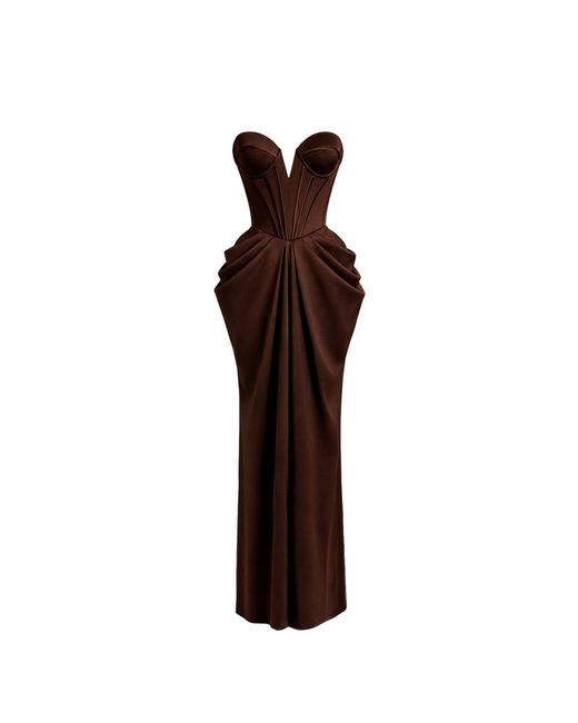 OSCARMORRIS Brown Belle Burgundy Dress