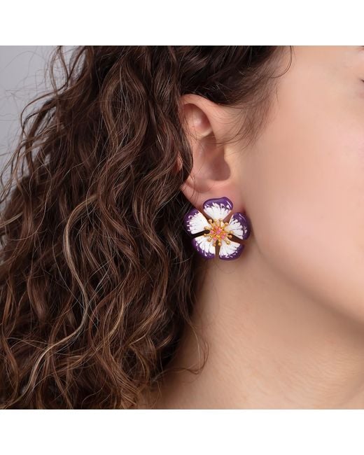 Milou Jewelry Purple Primrose Flower Earrings
