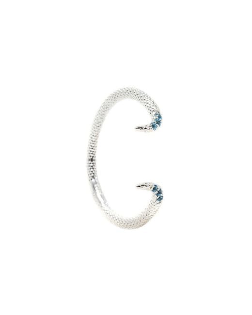 NASI SILVER White Adjustable Fishtail Ring- Topaz
