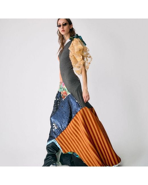 Miro Misljen Blue Patchwork Maxi Dress