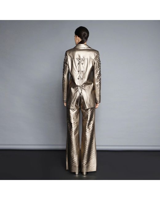 Silvia Serban Brown Neutrals Laser Cut Bronze Jacket
