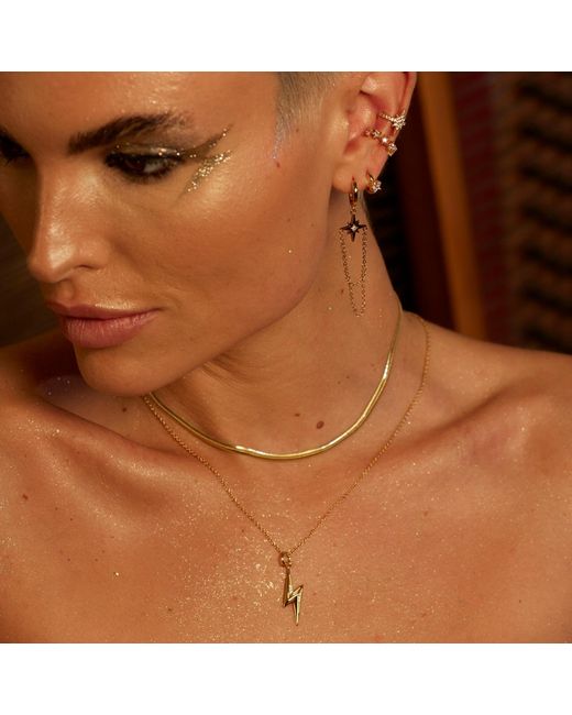Scream Pretty Metallic Sparkling Lightning Bolt Necklace With Slider Clasp