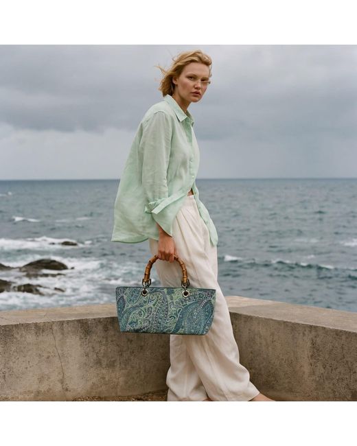 Ruj Heritage Green Mini Picnic Bag Jacquard Turchese