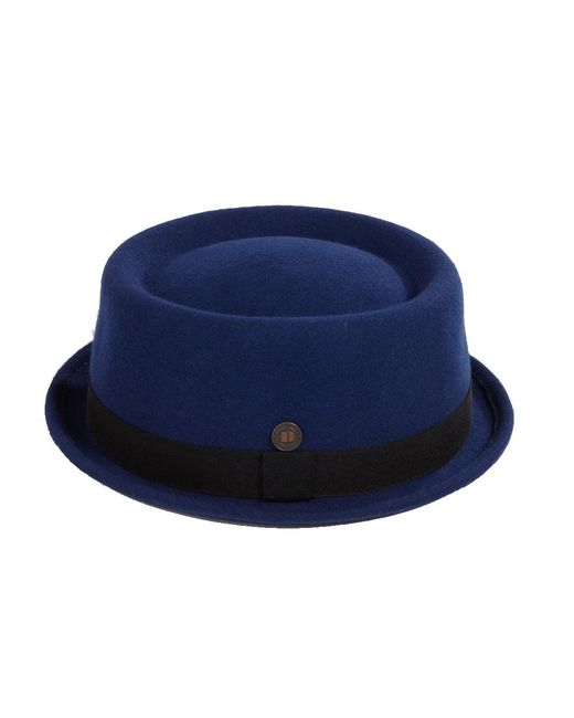 Dasmarca Hats Blue Jack Felt Skimpy Brim Short Brim Rude Boy Mod Style Porkpie Hat for men