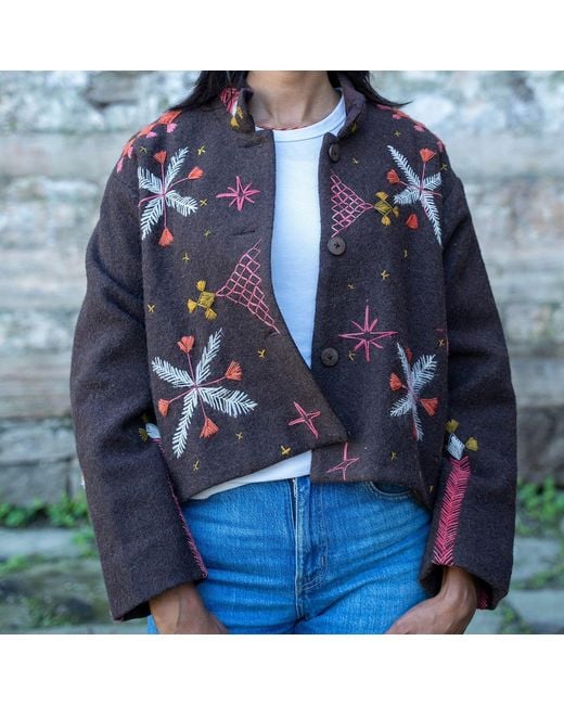 Charkha & Loom Green Orion Embroidered Jacket