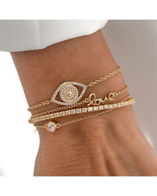 SALLY SKOUFIS White Minx Solitaire Bracelet With Made Cz Diamond Stimulant