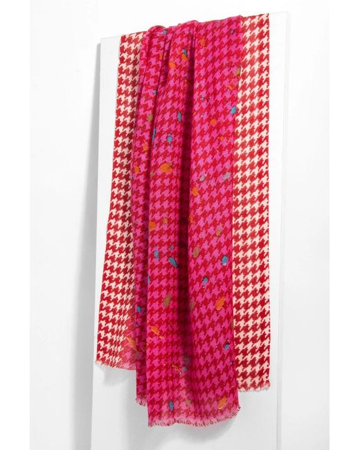 Saachi Red Fun Houndstooth Scarf