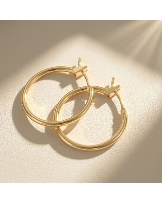 Harfi Metallic Small Plain Plated Hoop Earrings