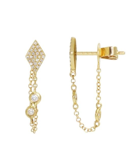 KAMARIA Metallic Kite Chain Stud Diamond Earrings