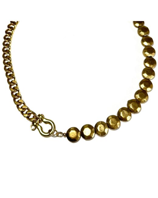 Rachel Nathan Brown Shackle Single: Brass Sand Dollar Necklace