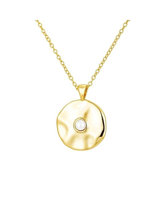 Nazzar Metallic Hammered Coin Pearl Pendant Necklace for men