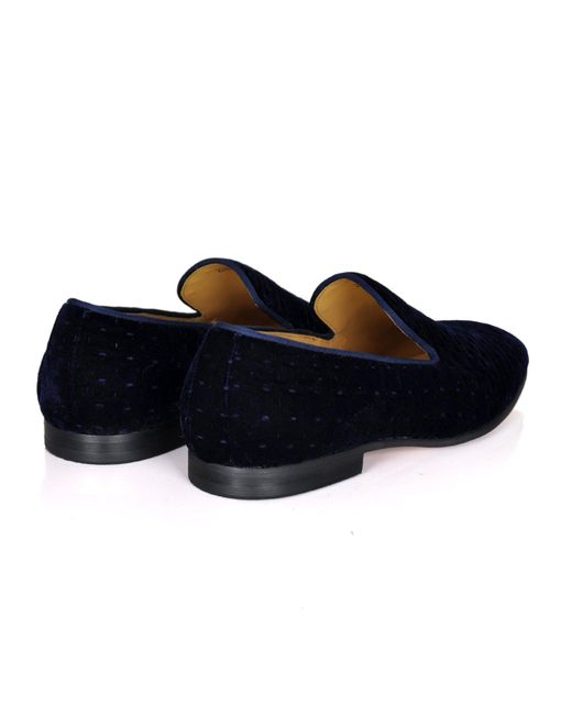 DAVID WEJ Blue Alberto Velvet Pattern Loafers for men