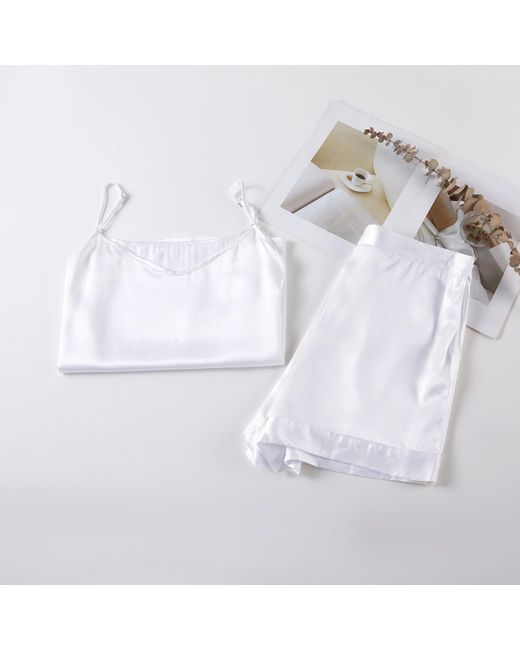 Soft Strokes Silk White Pure Mulberry Silk Camisole With Adjustable Straps