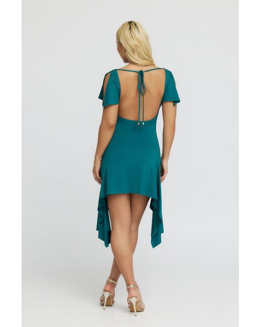 Why Mary Green Athena Asymmetrical Backless Mini Dress