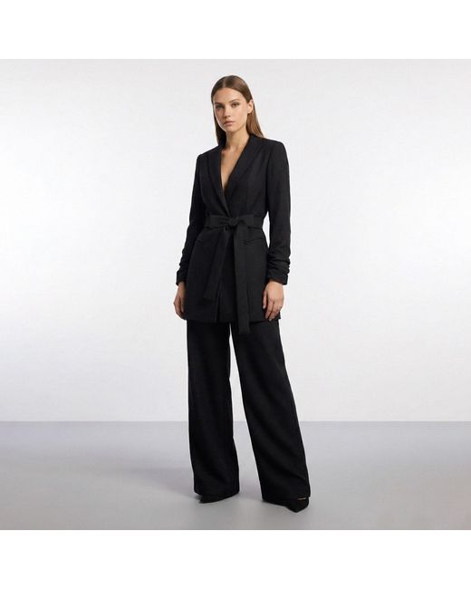 AVENUE No.29 Black Wool Wide Leg Trousers