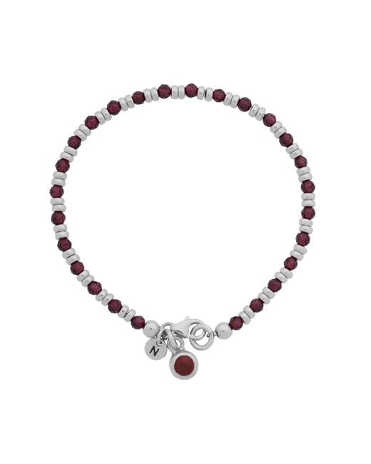 Nellou Jewellery Metallic Linear Linear January Birthstone Bracelet Garnet Sterling