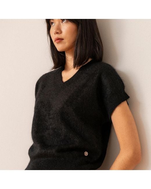 Bel Cashmere Black Melisa Brushed Cashmere Sweater