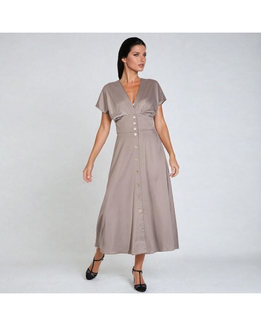 Smart and Joy Brown Wide V Cleavage Dress